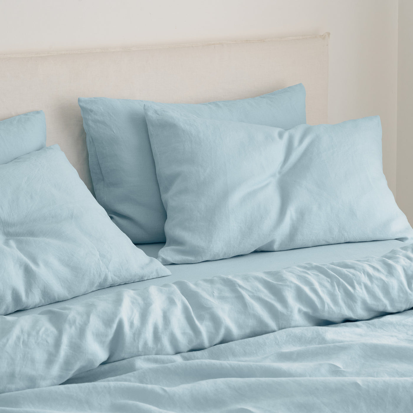 French Flax Linen Quilt Cover Set in Sky Blue