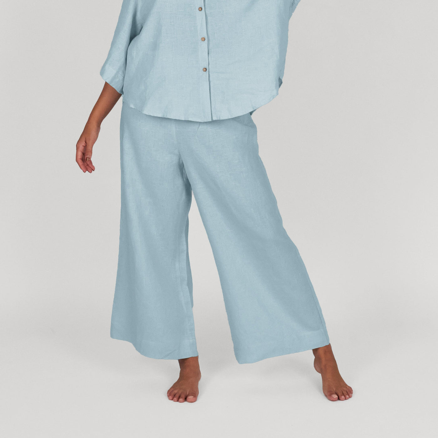 French Flax Linen Lounge Pant in Sky Blue