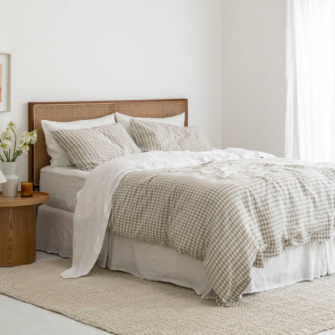 French Flax Linen Flat Sheet in White