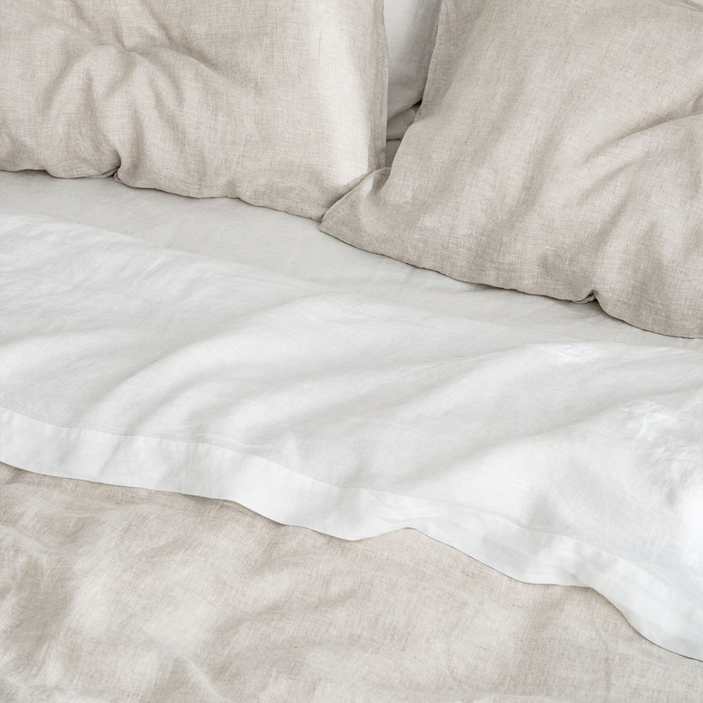 French Flax Linen Flat Sheet in White