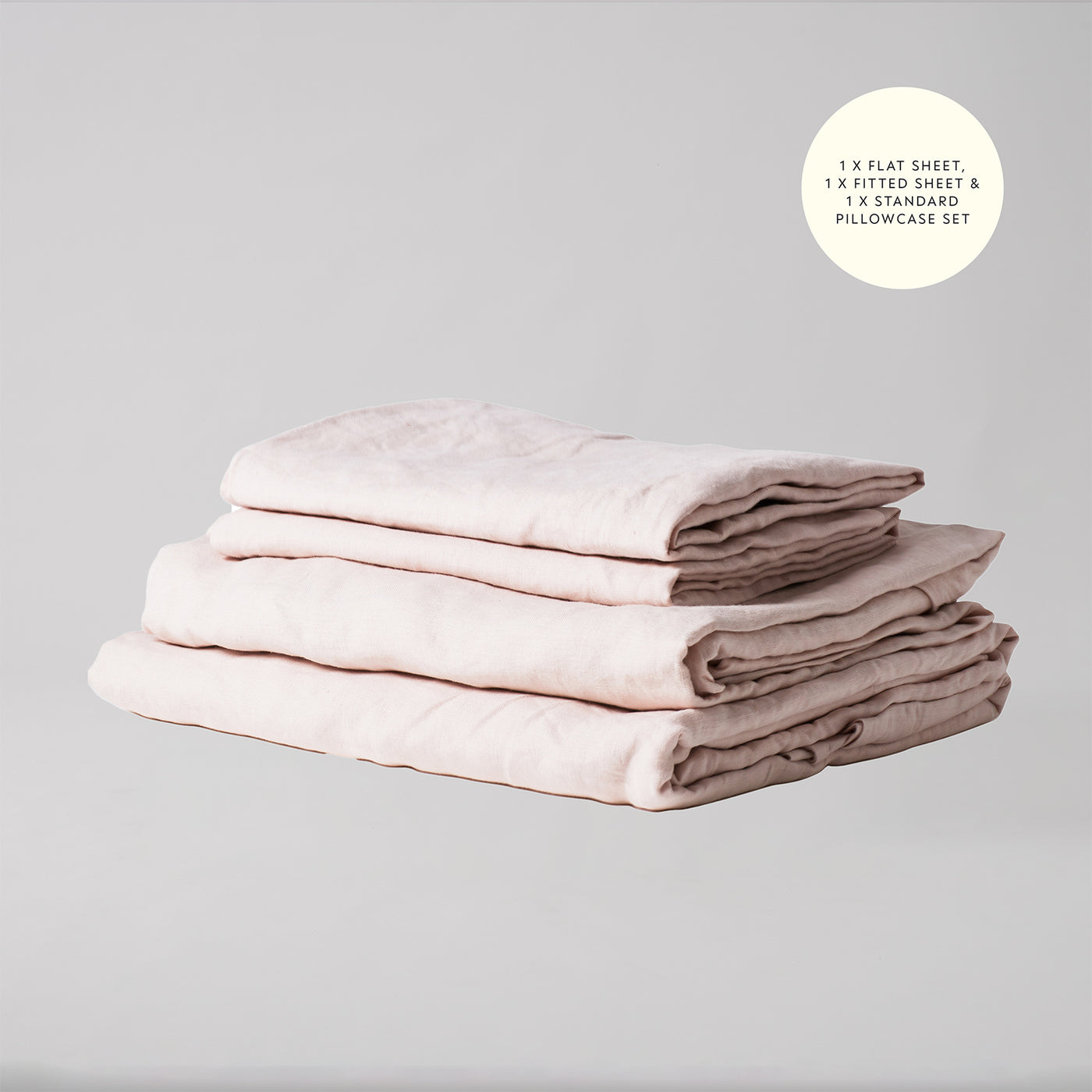 French Flax Linen Sheet Set in Blush