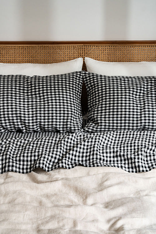 Charcoal Gingham, White & Natural