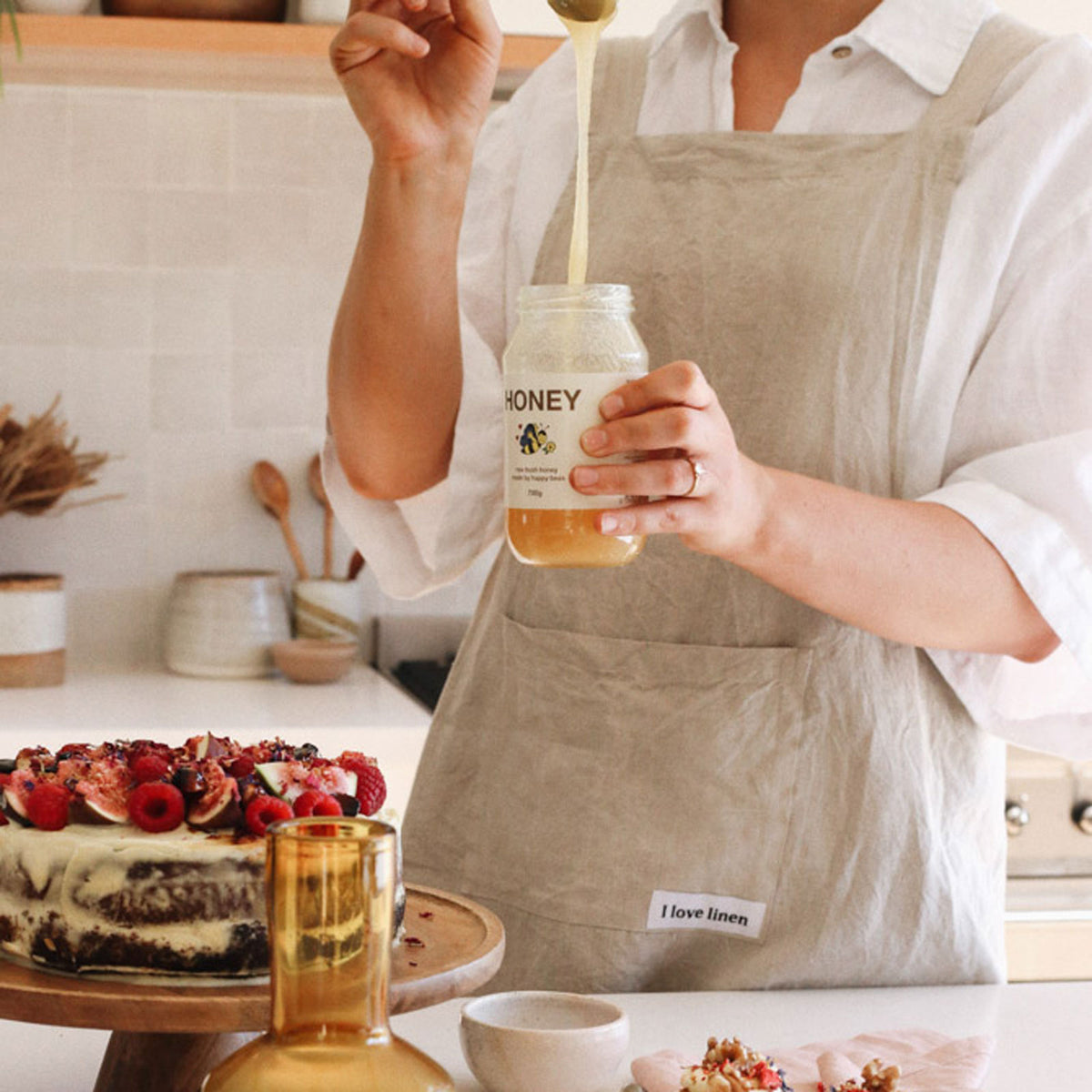 French Flax Linen Apron in Natural