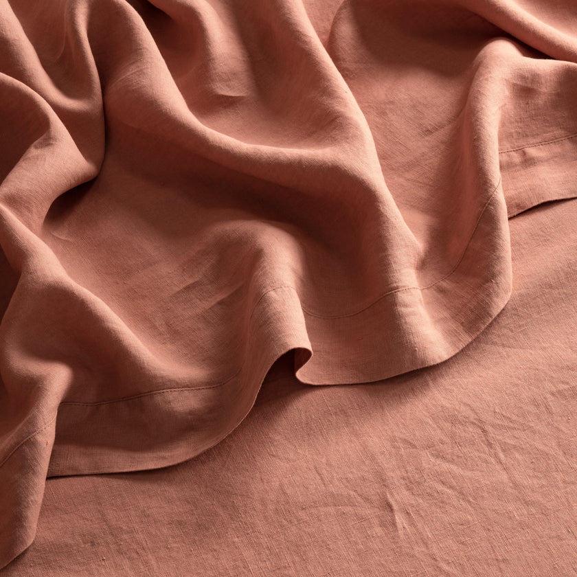 French Flax Linen Flat Sheet in Rosa