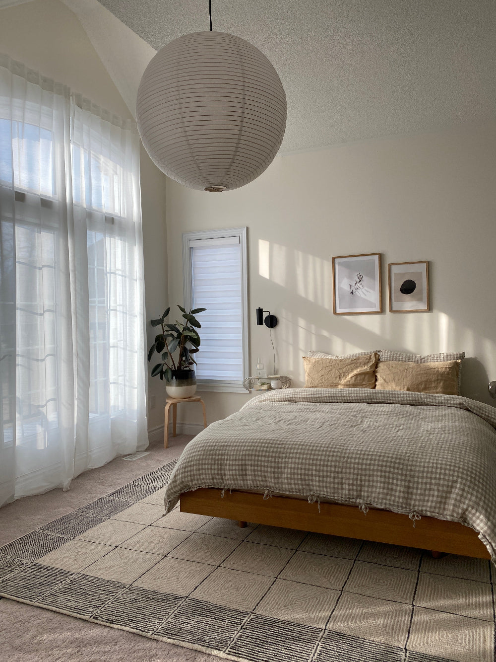 Beige Gingham Quilt Cover Set