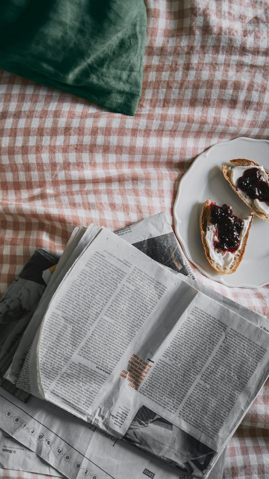 Clay Gingham Linen Quilt Cover Set