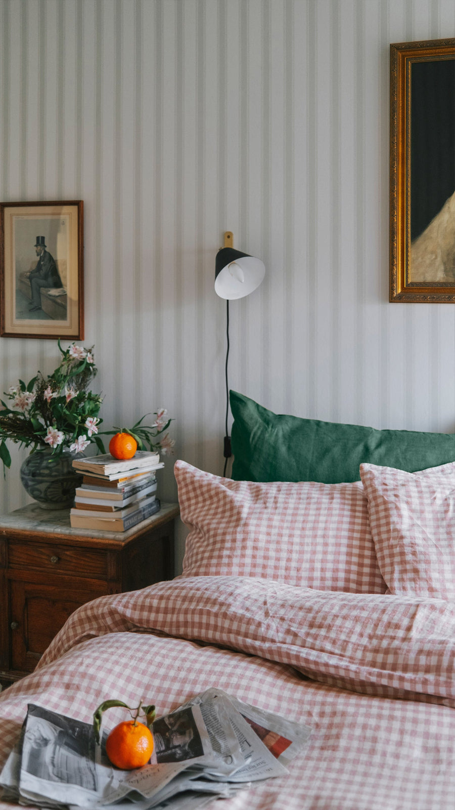 Clay Gingham Linen Quilt Cover Set