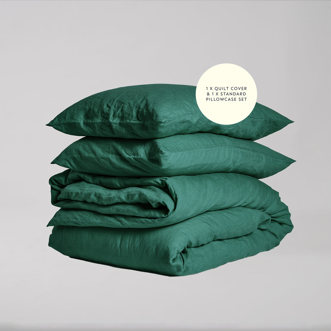 French Flax Linen Quilt Cover Set in Jade