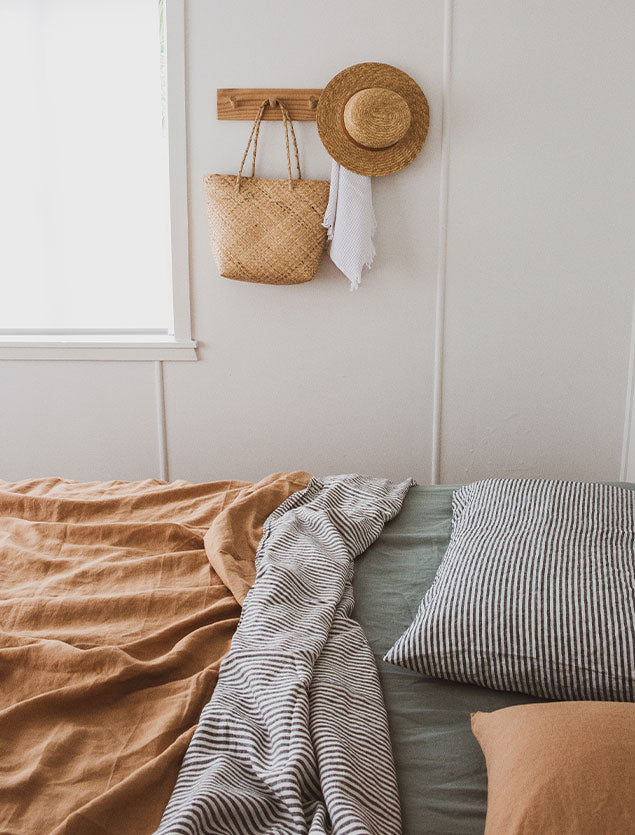 Sage, Sandalwood & Stripe French Linen Bedding - Lookbook