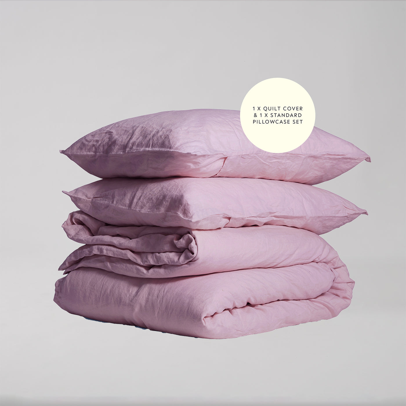 French Flax Linen Quilt Cover Set in Lilac