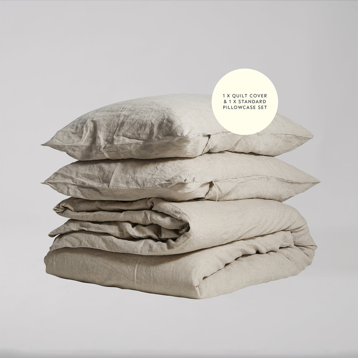 French Flax Linen Quilt Cover Set in Natural