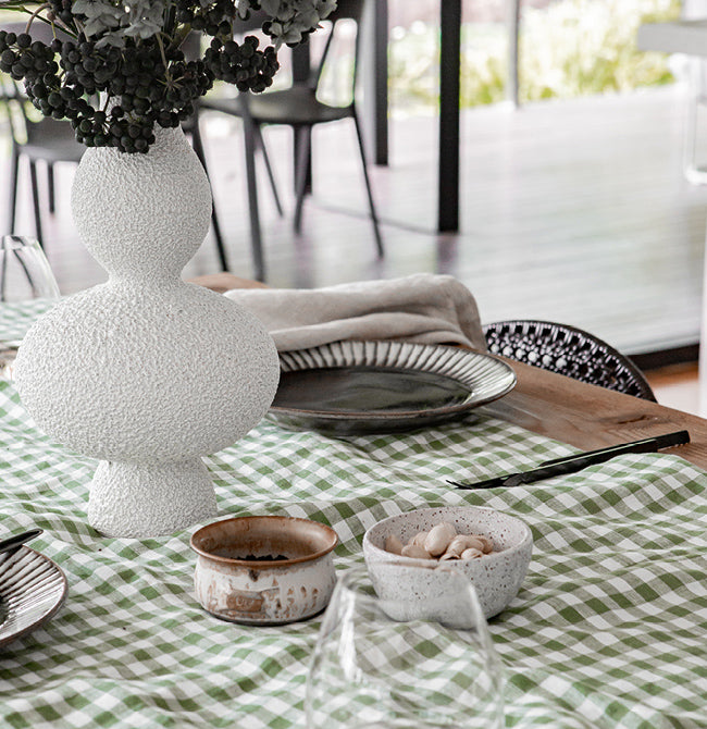 French Flax Linen Table Cloth in Gingham