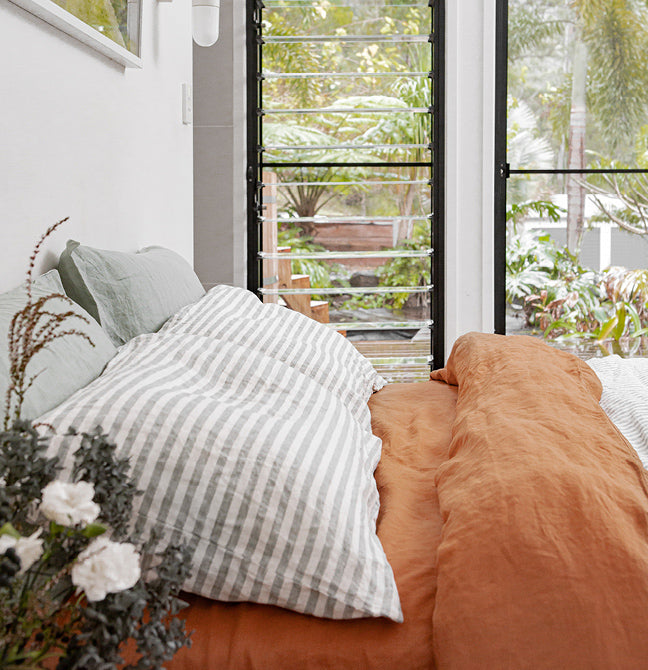 French Flax Linen Sheets in Sandalwood