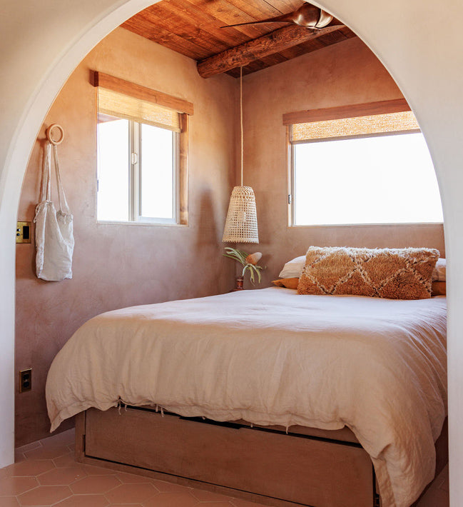 French linen, lookbook, beige gingham, bedding