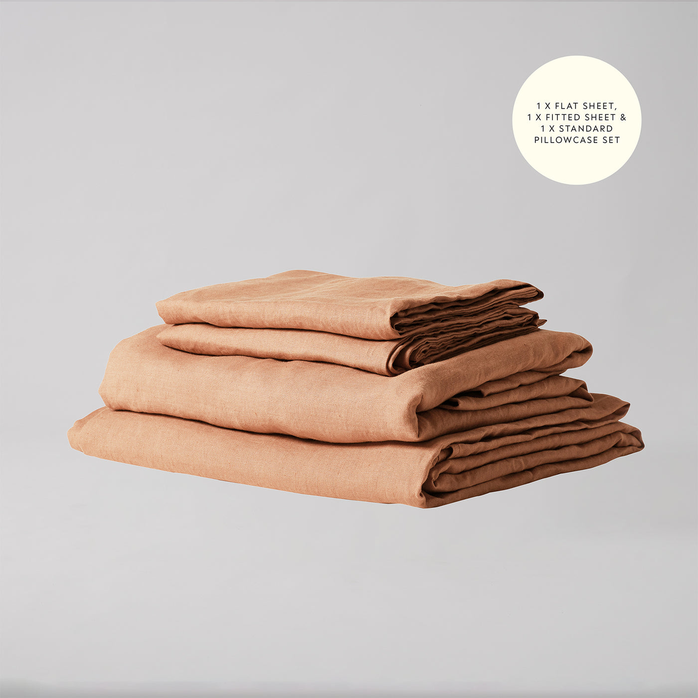 French Flax Linen Sheet Set in Sandalwood