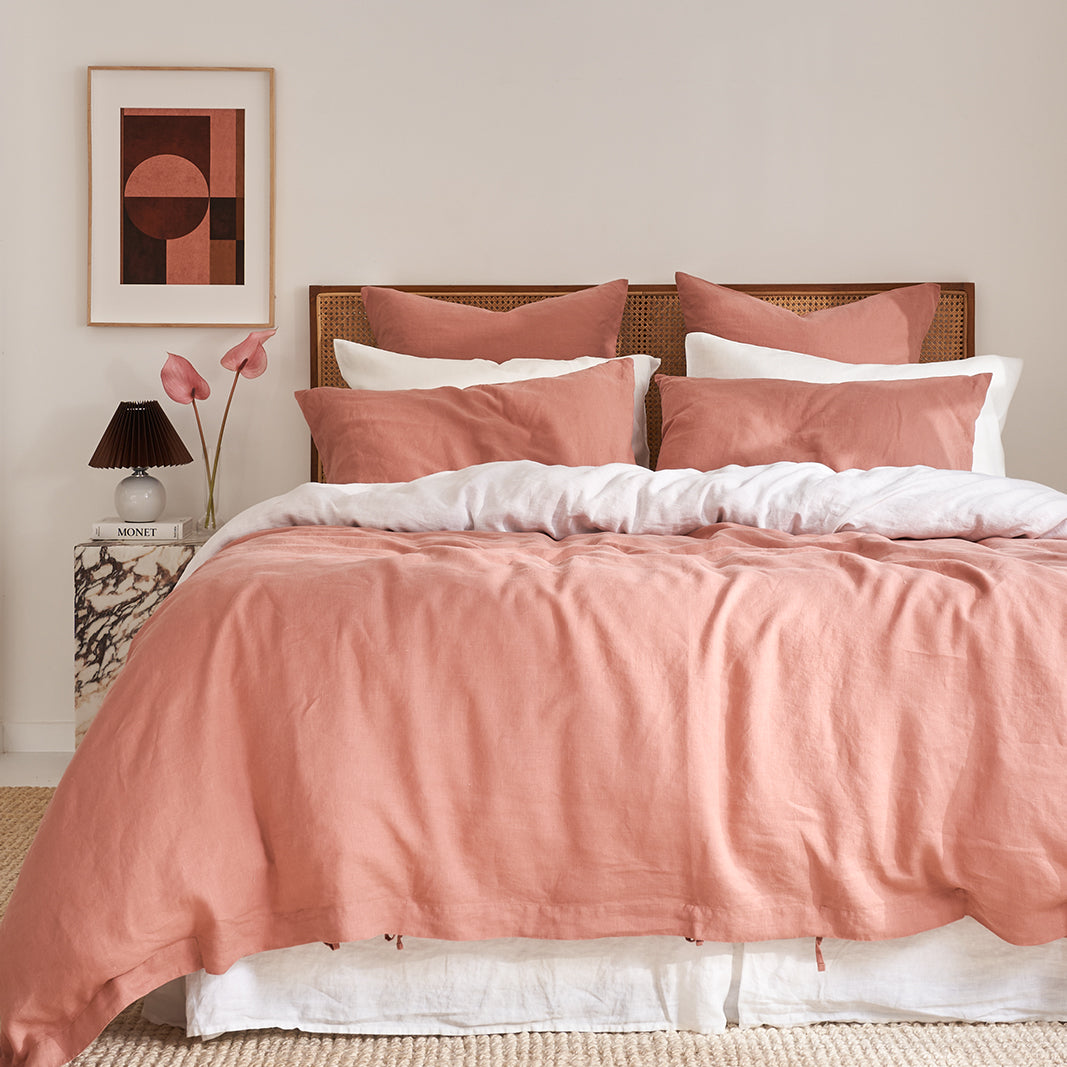 French Flax Linen Pillowcase Set in Rosa