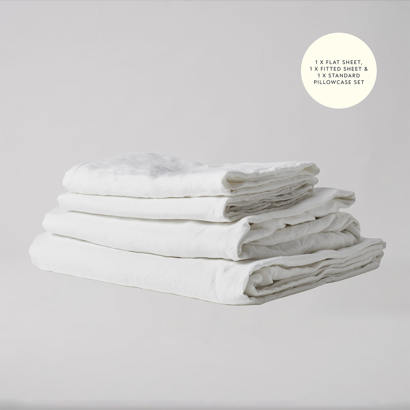 French Flax Linen Sheet Set in White