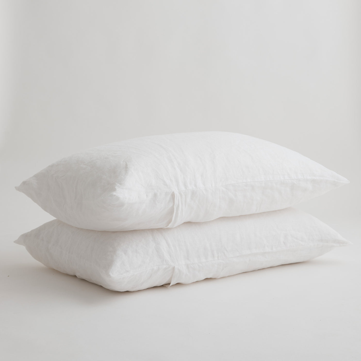 French Flax Linen Pillowcase Set in White