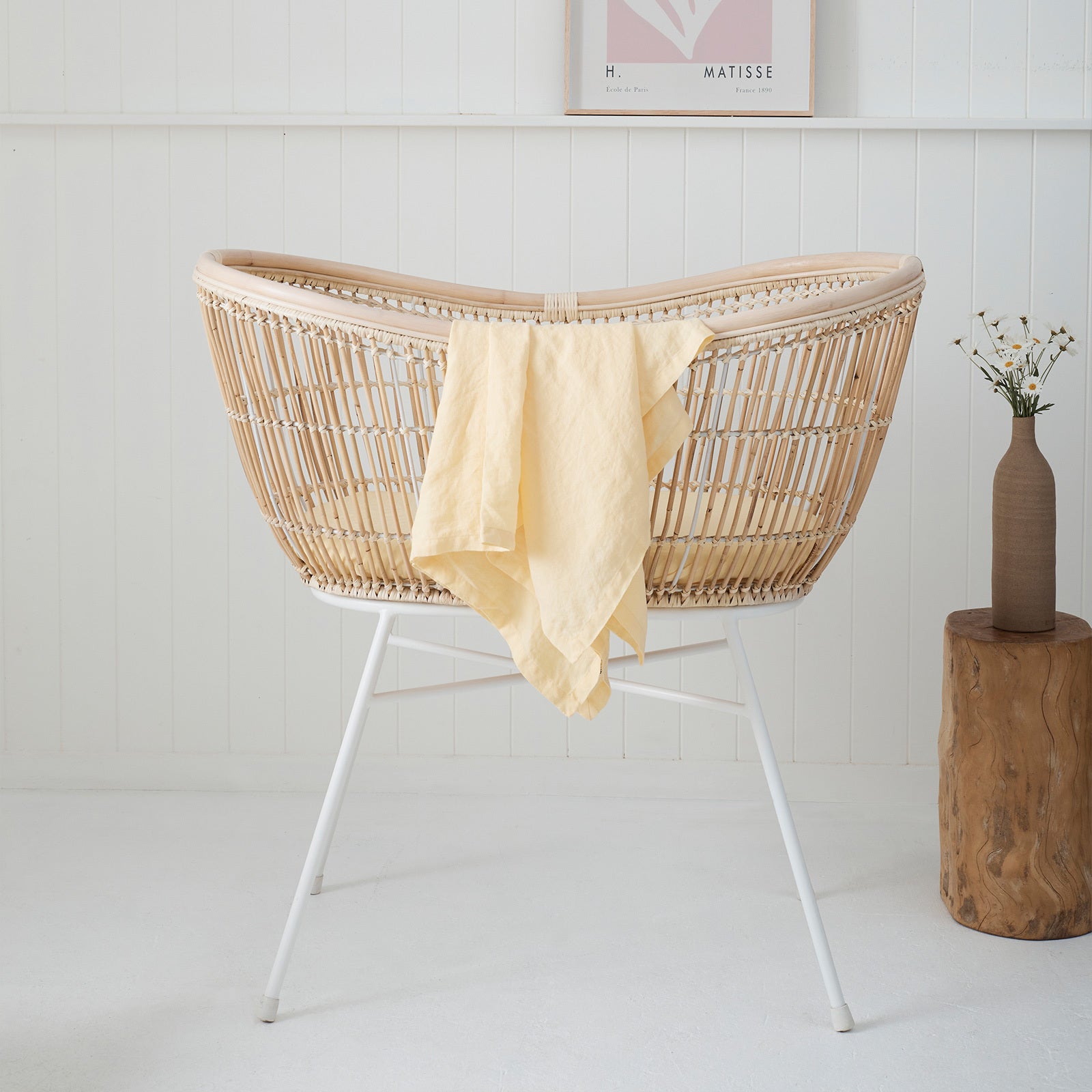 French Flax Linen Swaddle in Daisy I Love Linen