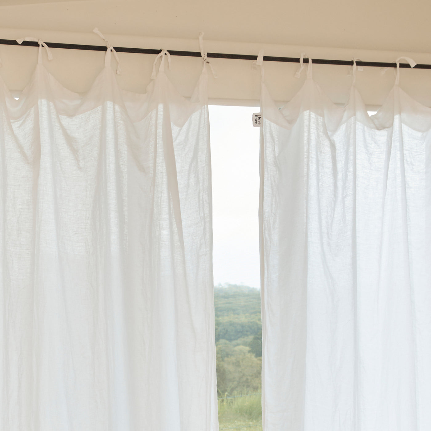 French Flax Linen Curtain Set in White