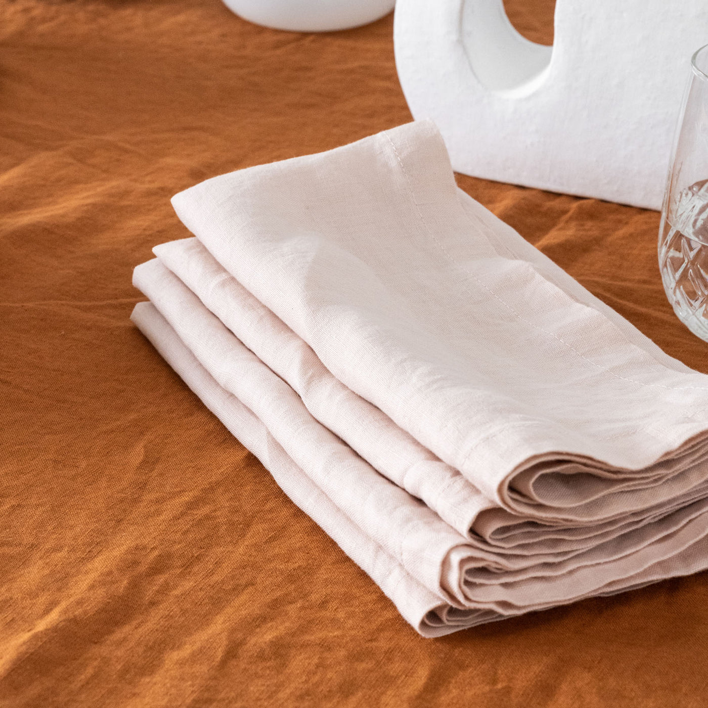 French Flax Linen Napkins (Set Of 4) in Blush
