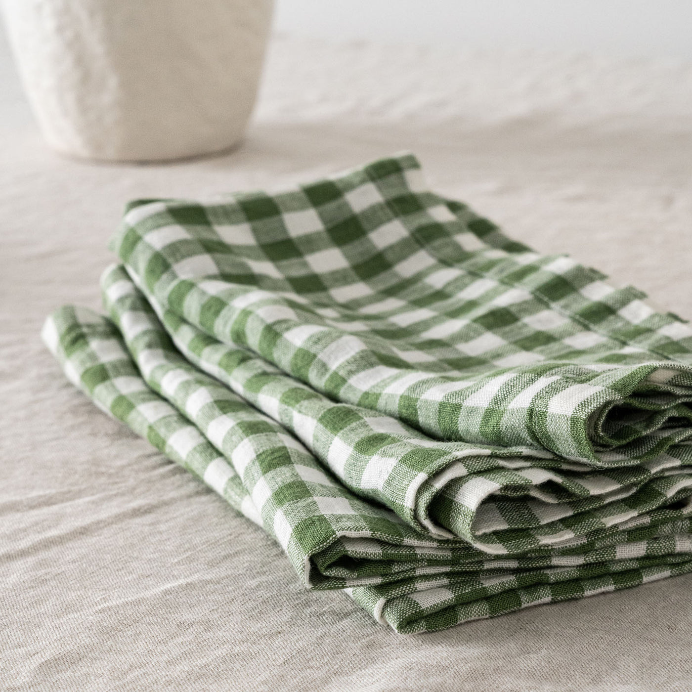 French Flax Linen Napkins (Set Of 4) in Ivy Gingham