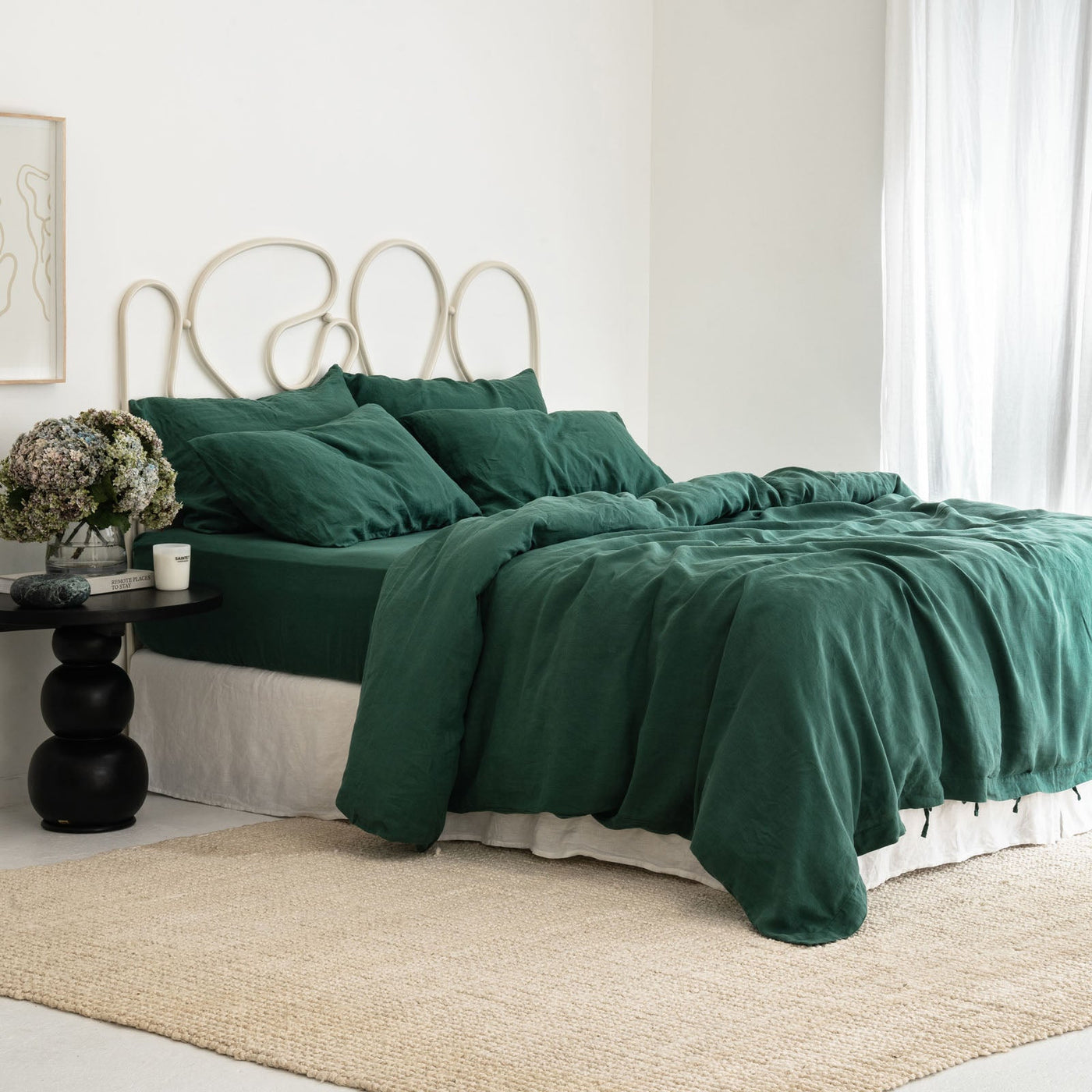 French Flax Linen Quilt Cover in Jade