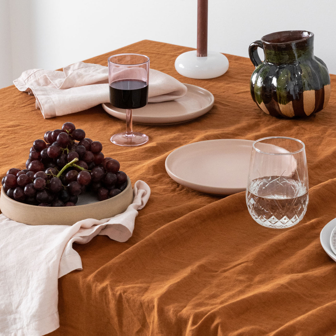 French Flax Linen Table Cloth in Ochre