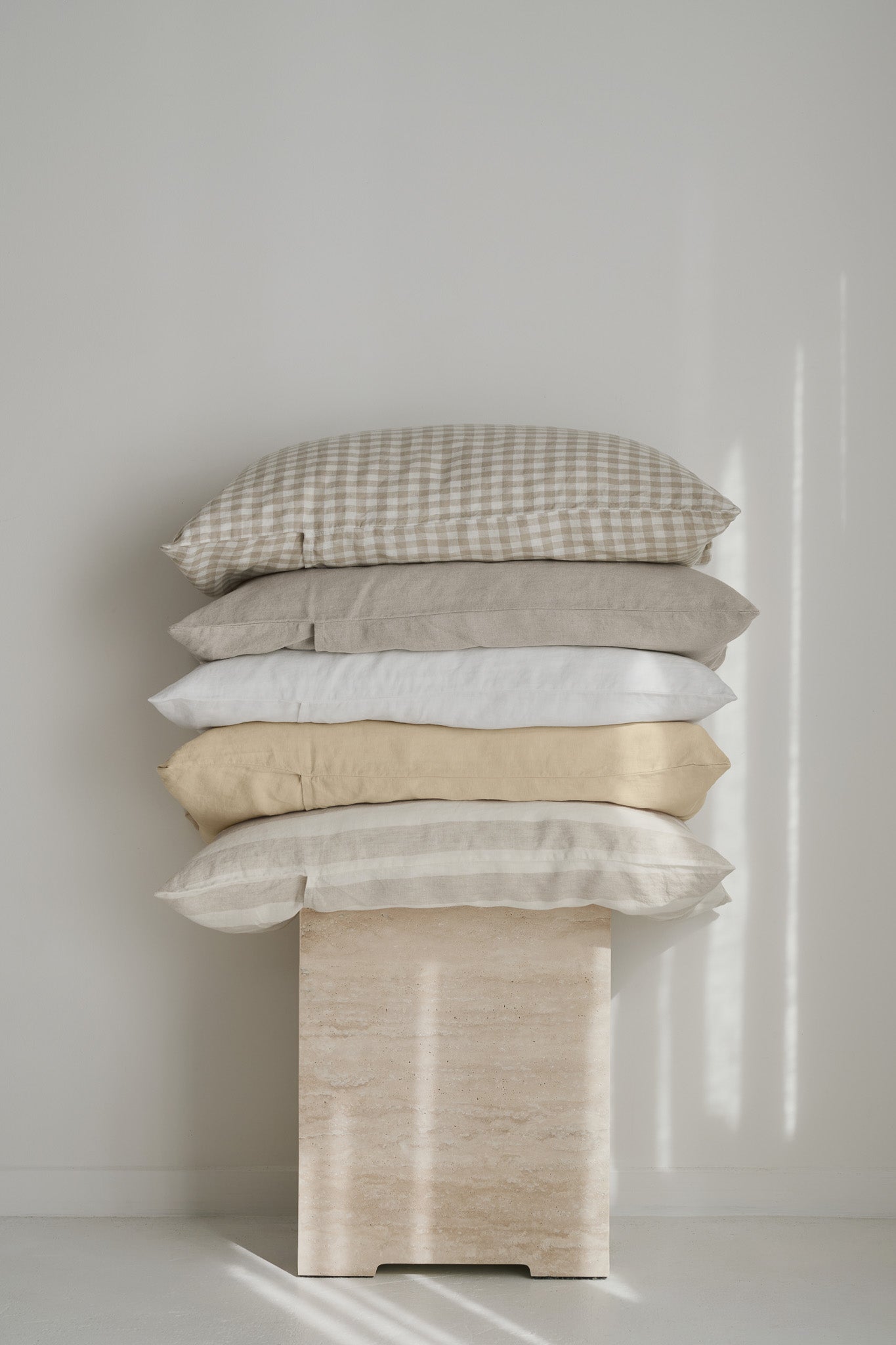 stack of 5 linen pillowcases