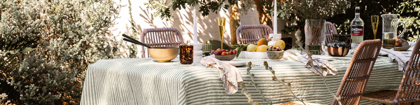 Ivy Stripe French Flax Linen Dining