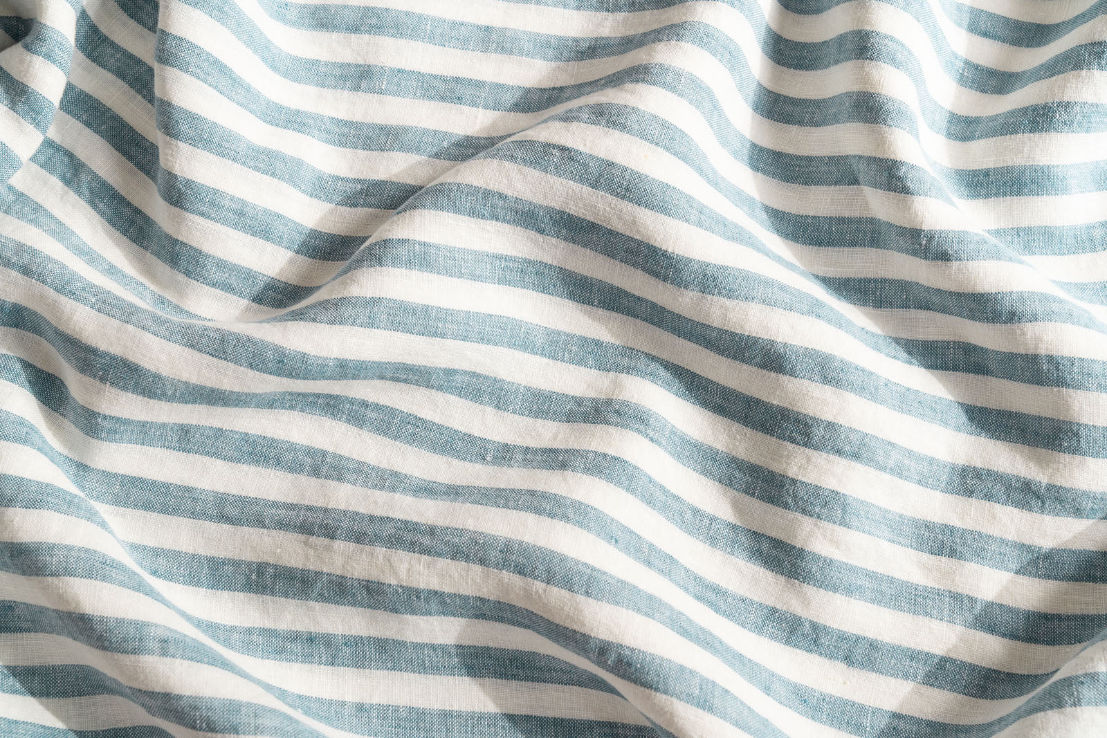 Marine Blue Stripe French Flax Linen