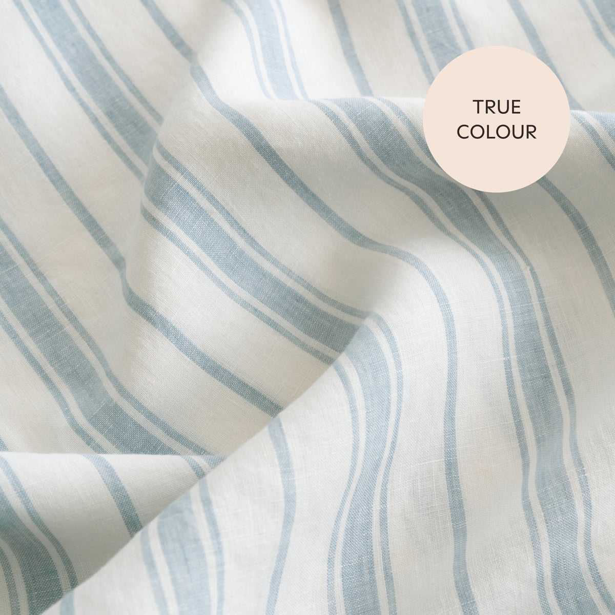 French Flax Linen Reversible Quilt Cover in Antique Blue Stripe/White