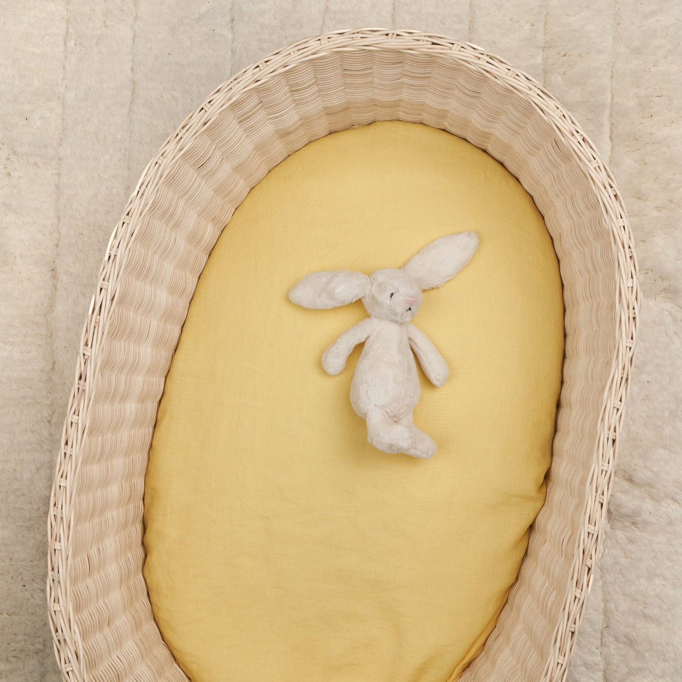 French Flax Linen Bassinet Sheet in Daisy