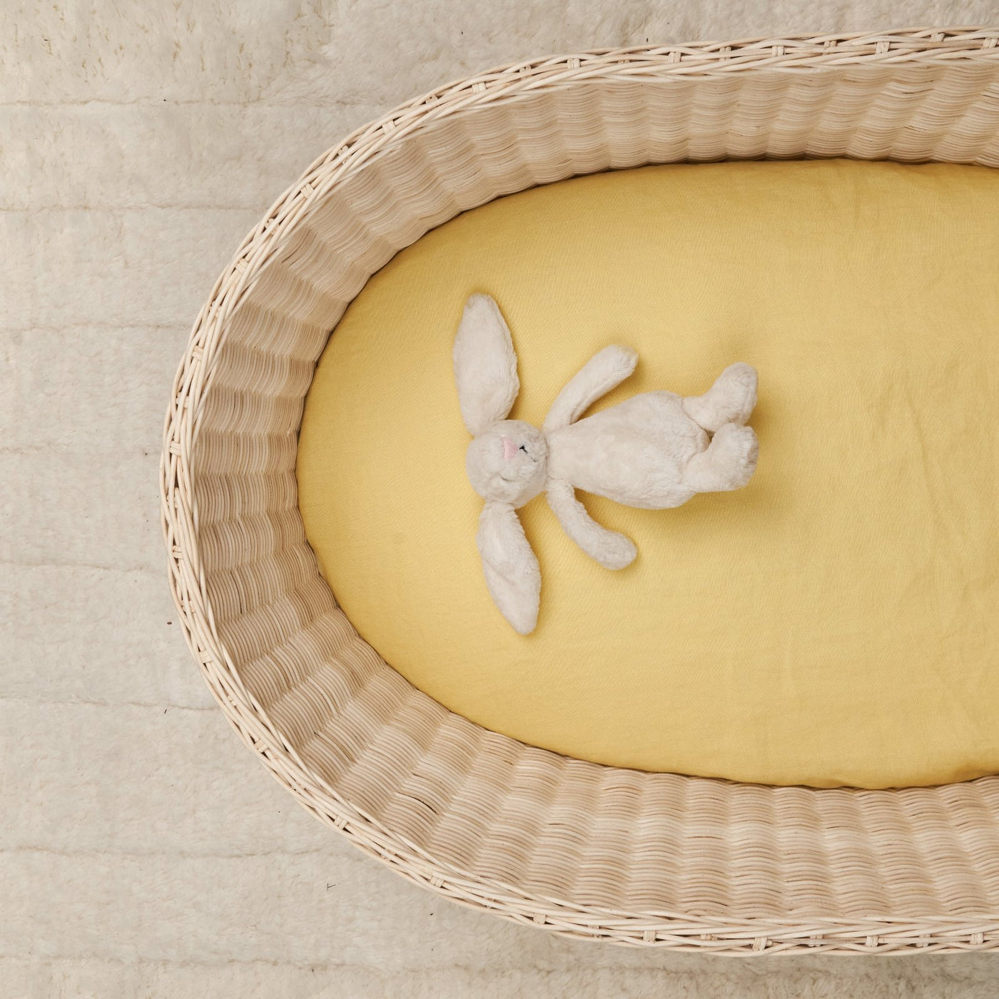 French Flax Linen Bassinet Sheet in Daisy