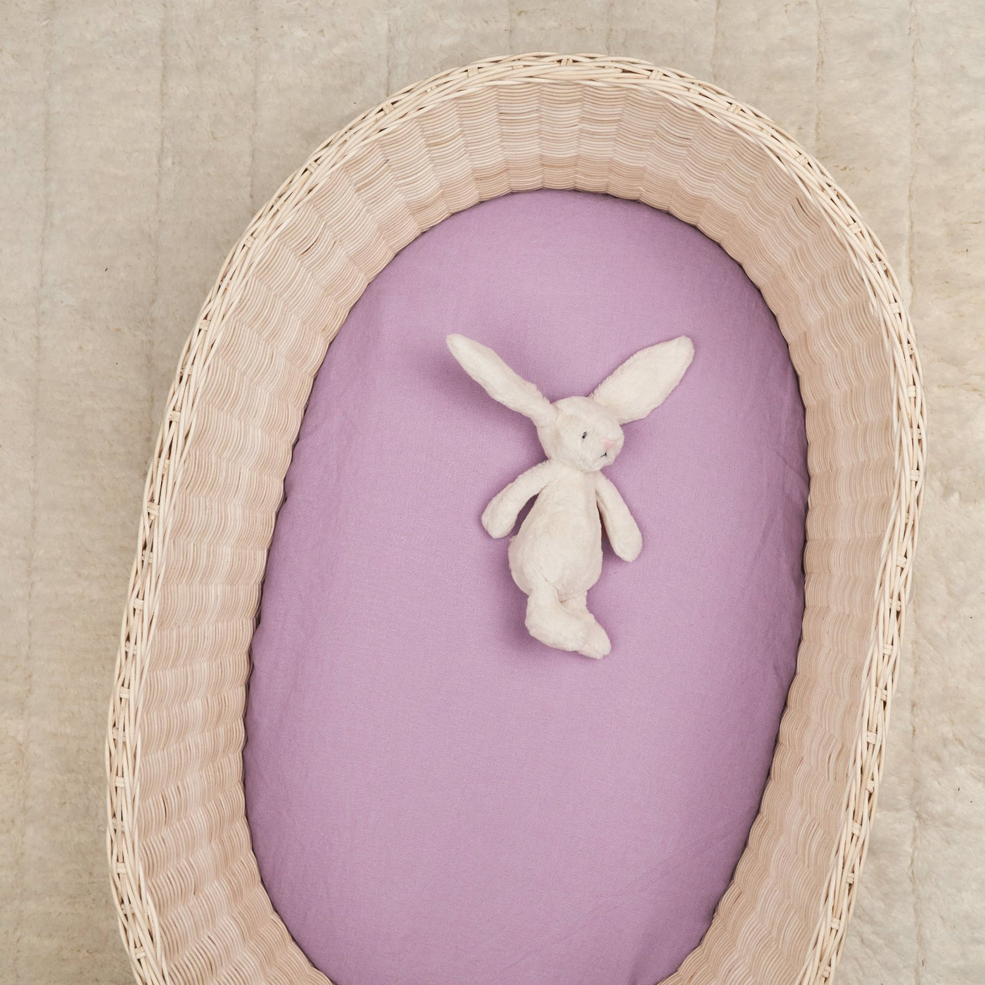 French Flax Linen Bassinet Sheet in Lilac