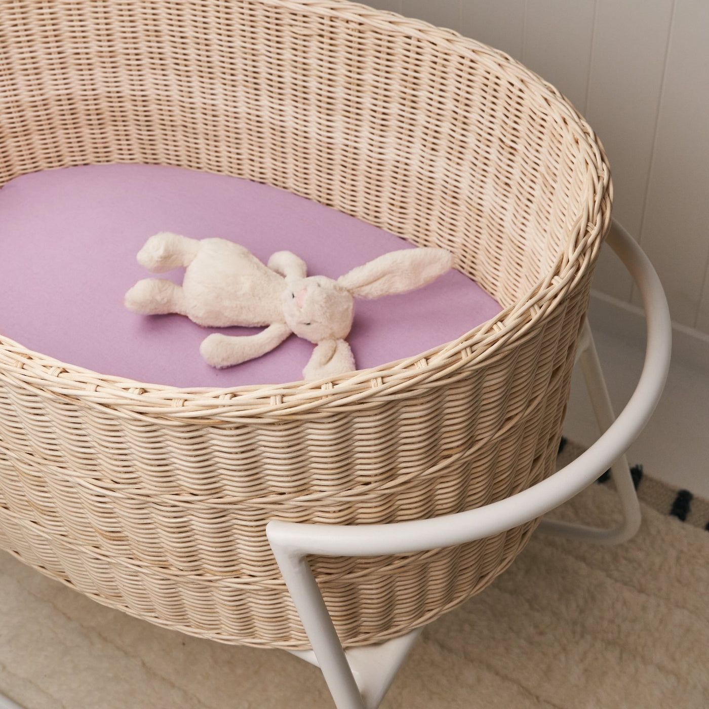French Flax Linen Bassinet Sheet in Lilac