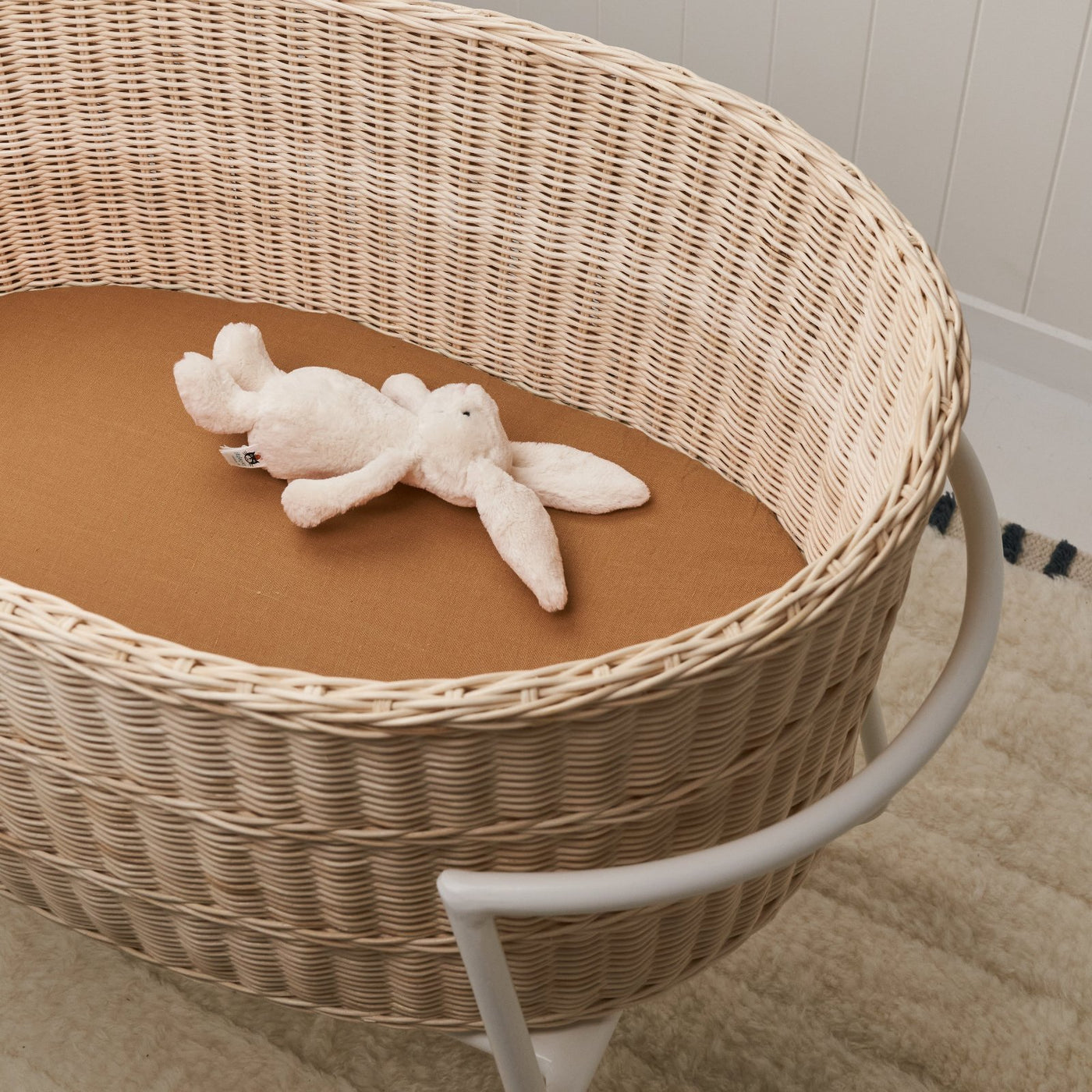French Flax Linen Bassinet Sheet in Sandalwood
