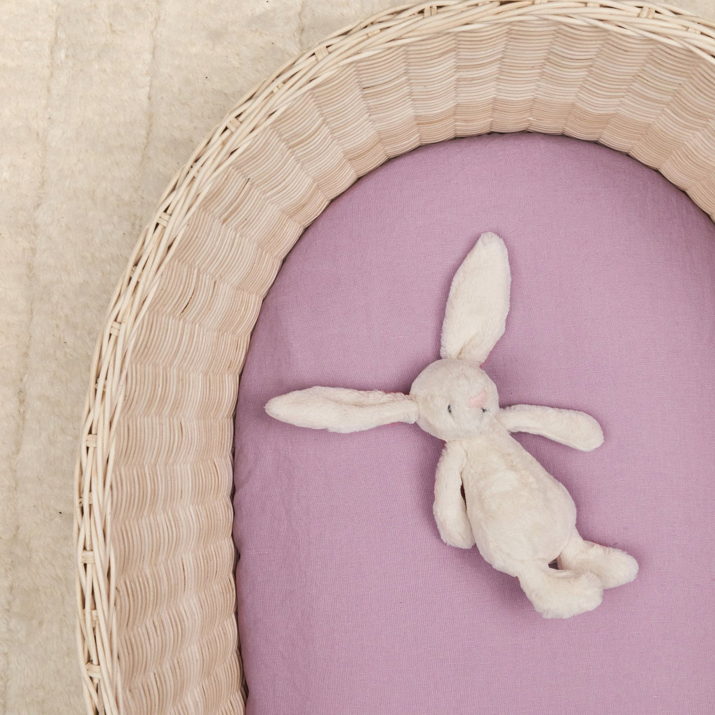 French Flax Linen Bassinet Sheet in Lilac