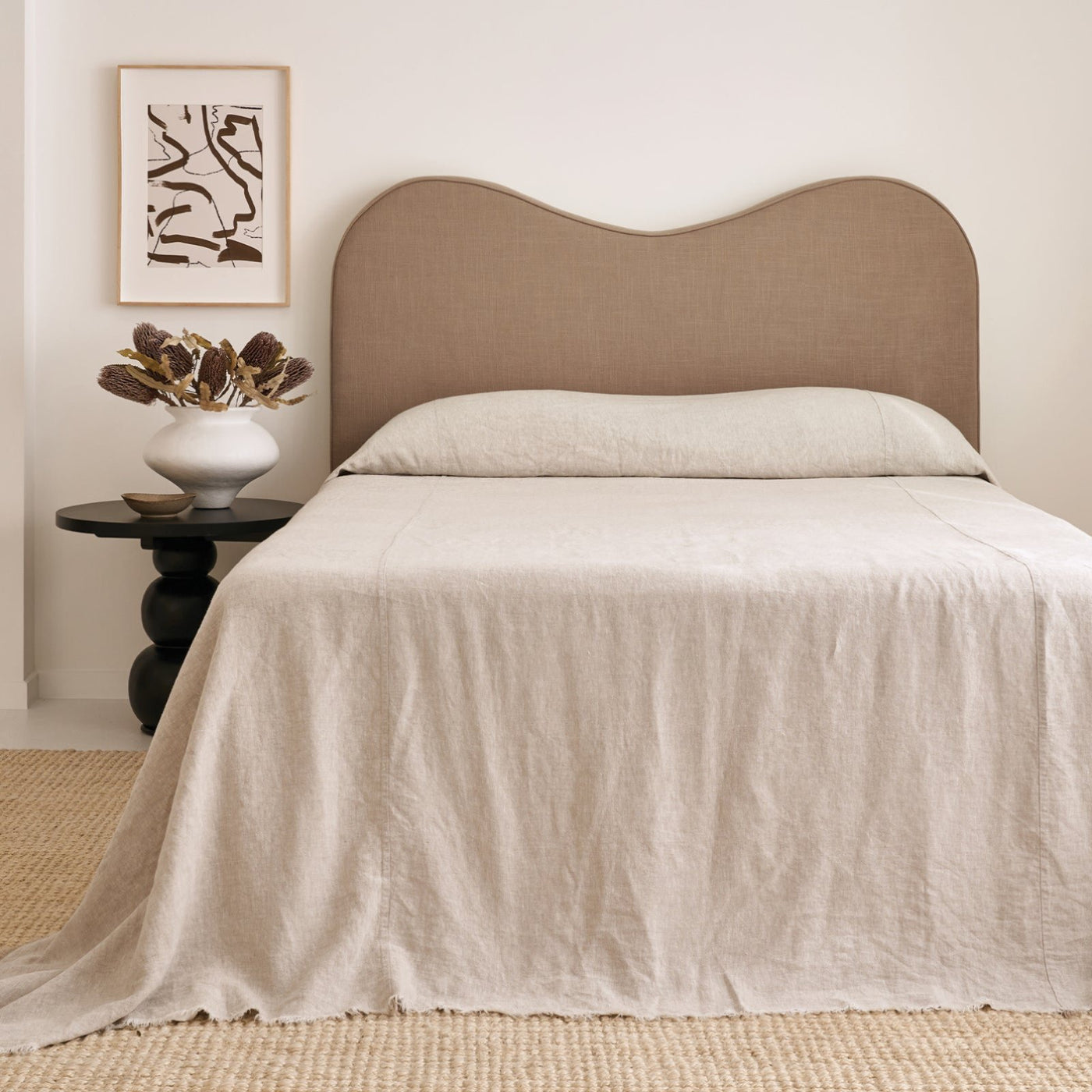 French Flax Linen Heavy Bedcover in Natural