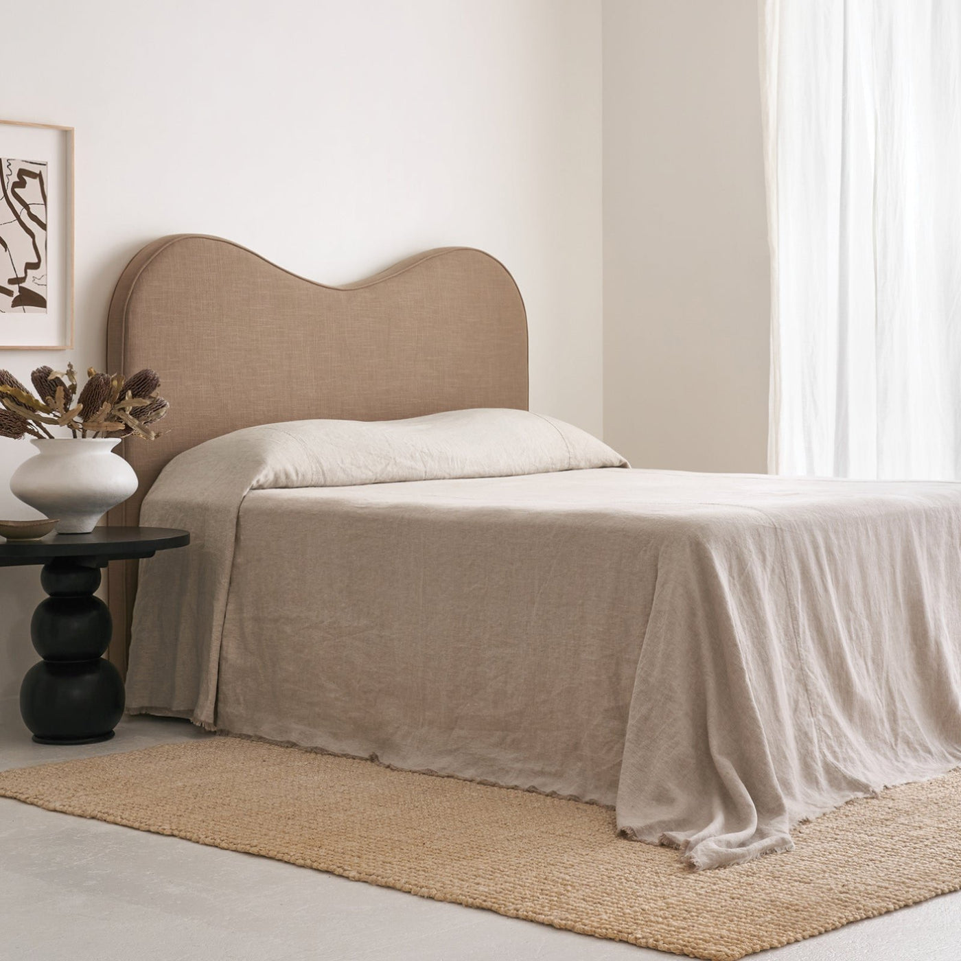 French Flax Linen Heavy Bedcover in Natural