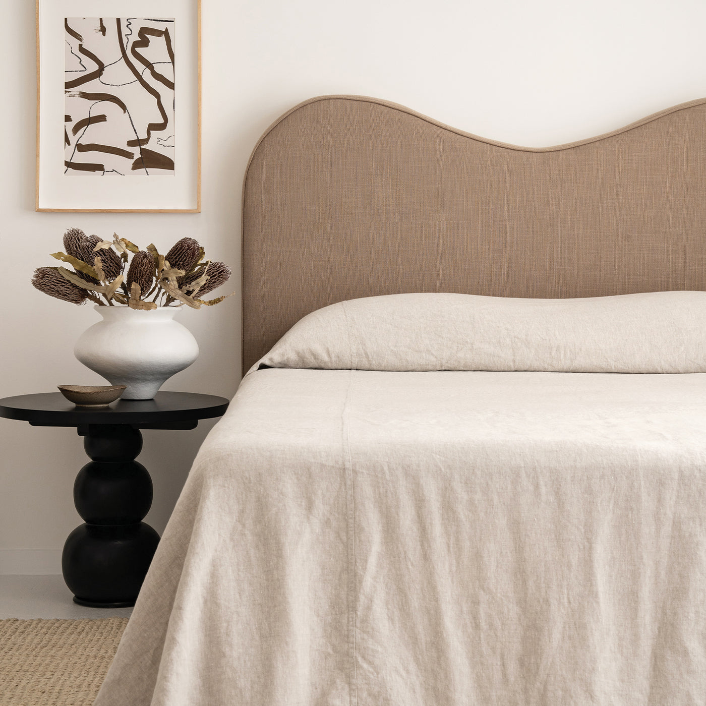 French Flax Linen Heavy Bedcover in Natural