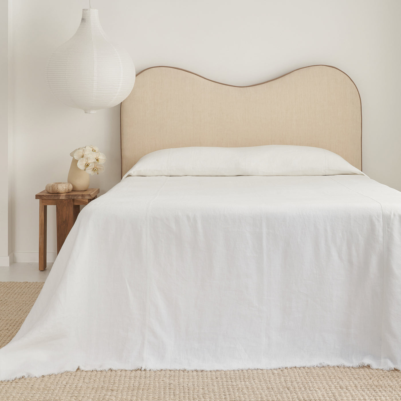 French Flax Linen Heavy Bedcover in White