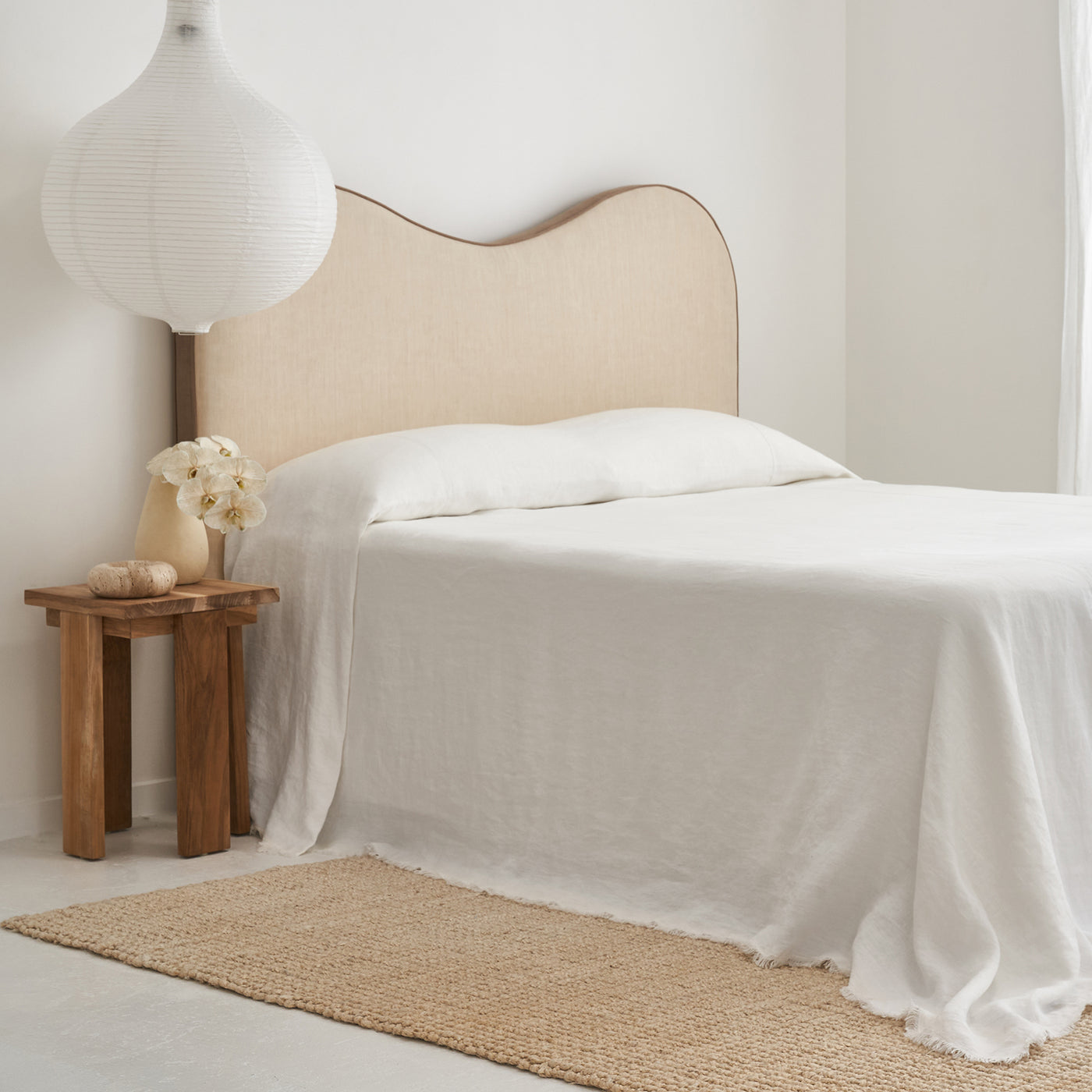 French Flax Linen Heavy Bedcover in White