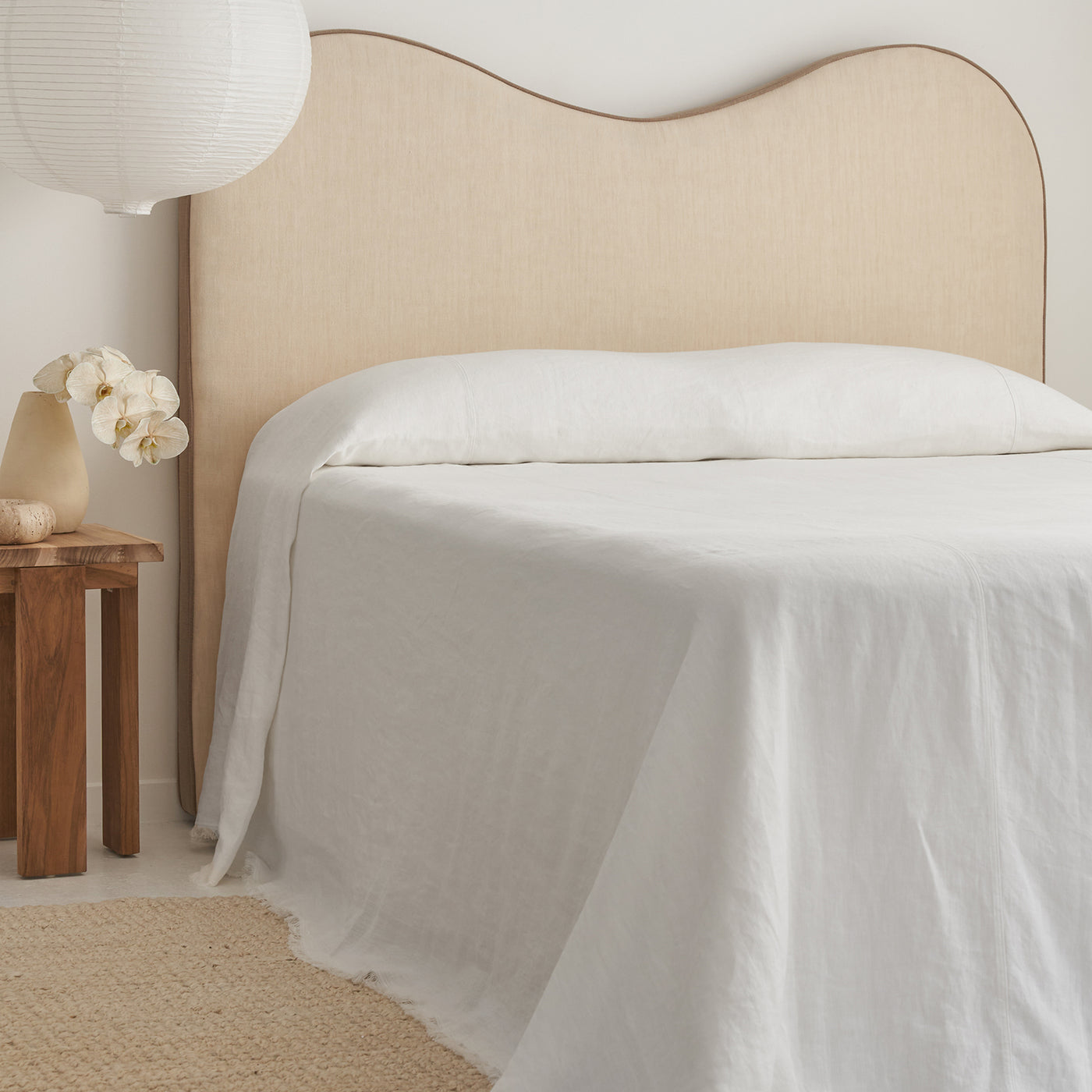 French Flax Linen Heavy Bedcover in White