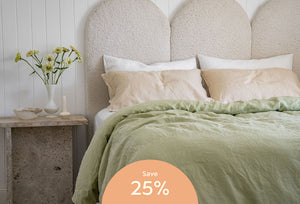 Hotel Cloud Pillows + Beige Gingham Pillowcase Set