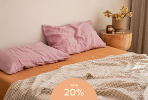 Hotel Cloud Pillows + Beige Gingham Pillowcase Set