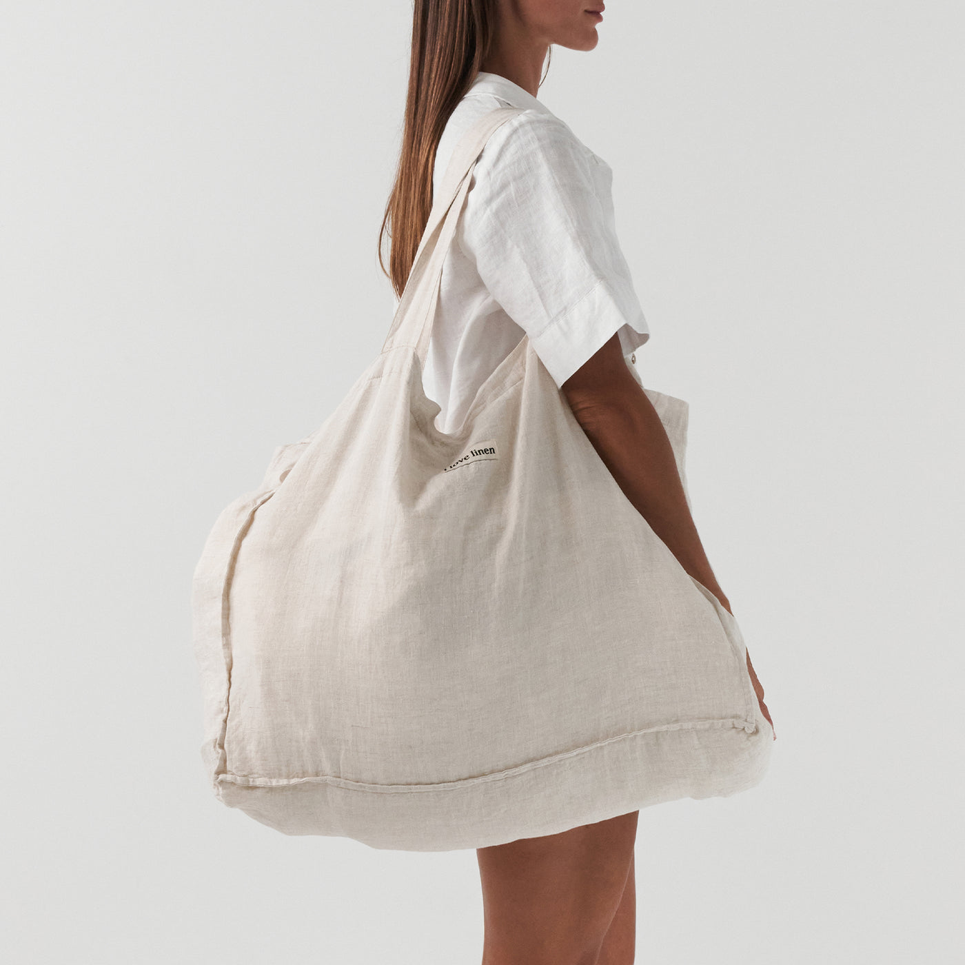French Flax Linen Carry All Bag in Natural