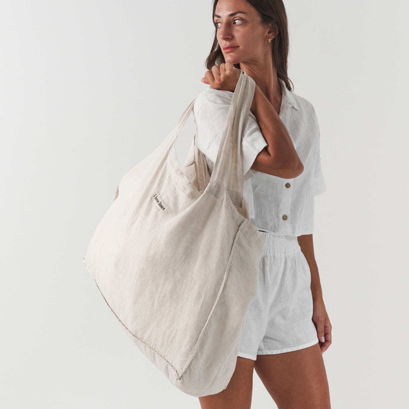French Flax Linen Carry All Bag in Natural