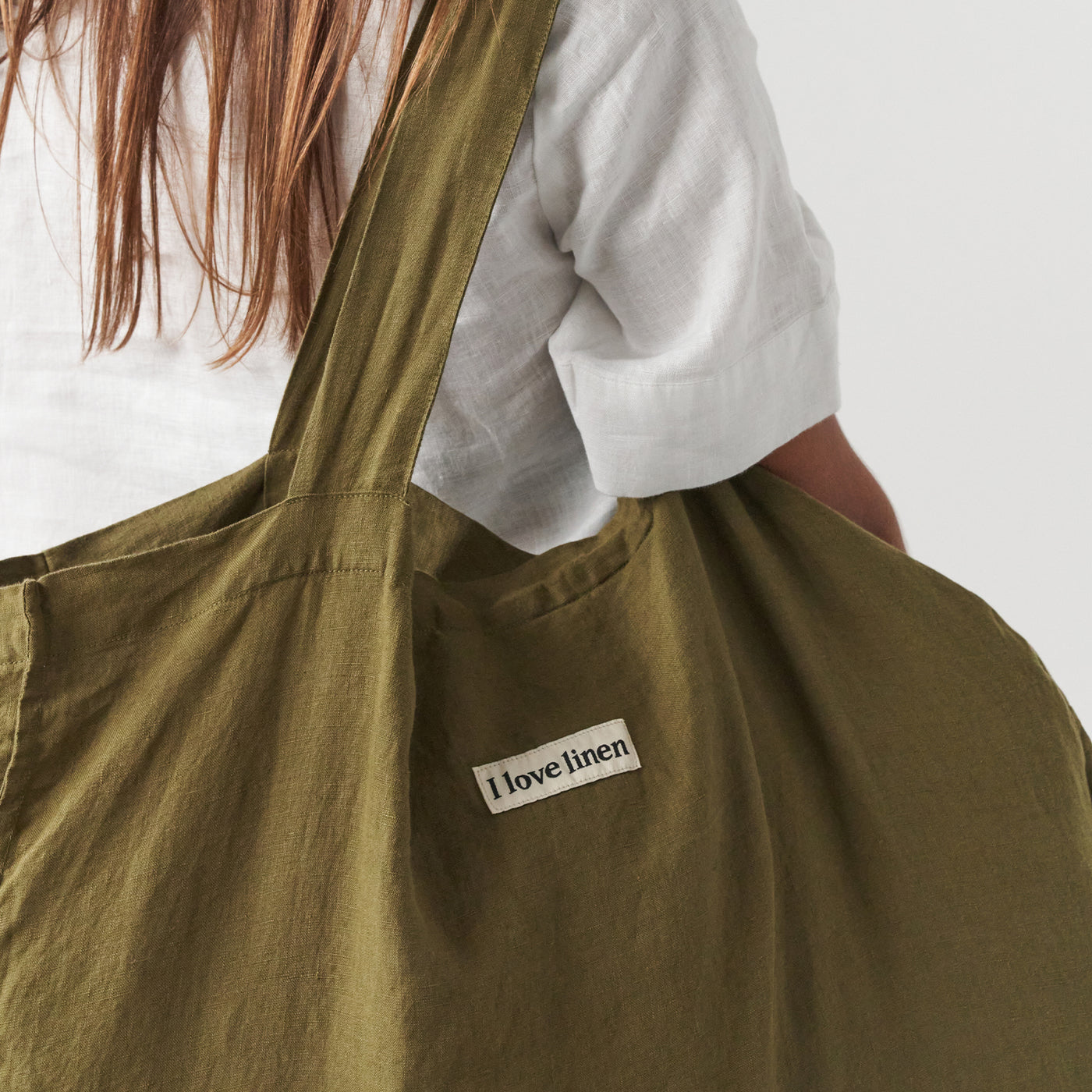 French Flax Linen Carry All Bag in Olive