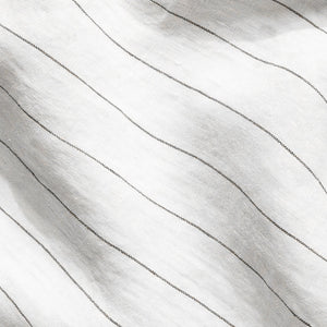 French Flax Linen Swatch in Charcoal Stripe